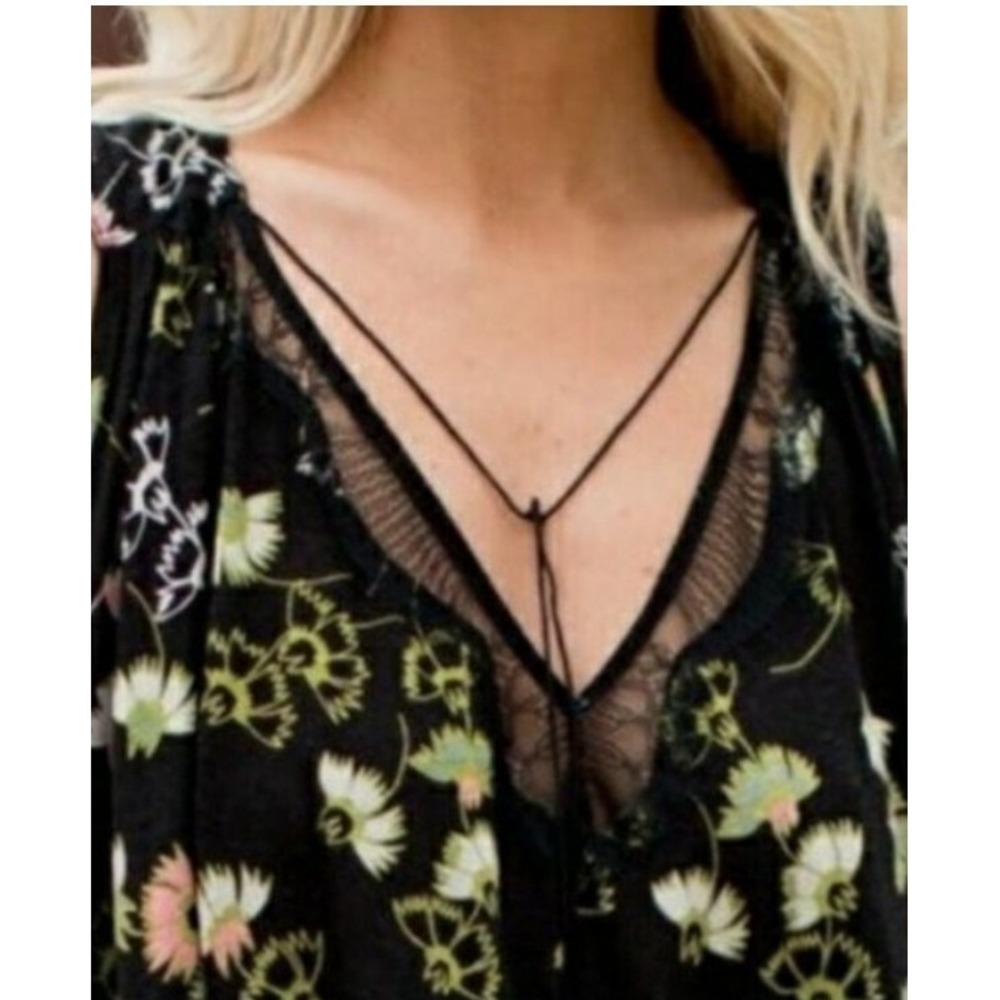 Free People Swing Tank XS Love Potion Black Floral Oversize Soft Girl Cottag i02 - Picture 5 of 9